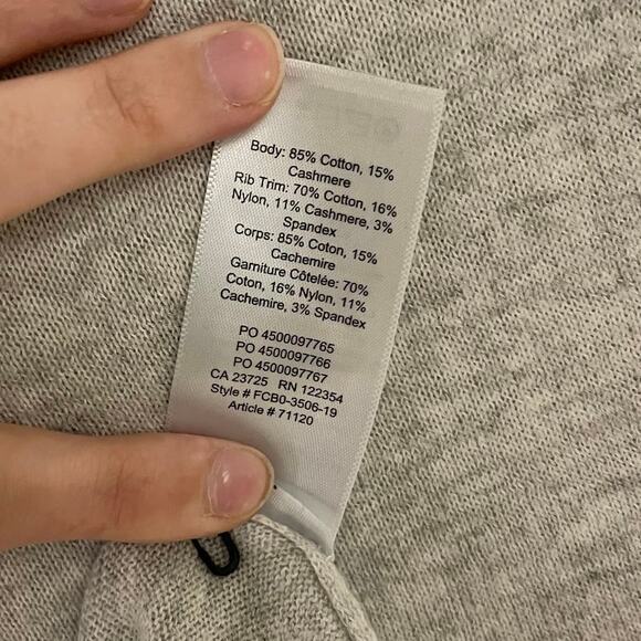 The Group by Babaton Grey Long Sleeved Top Cashmere-Cotton Blend Light Weight - Picture 6 of 6